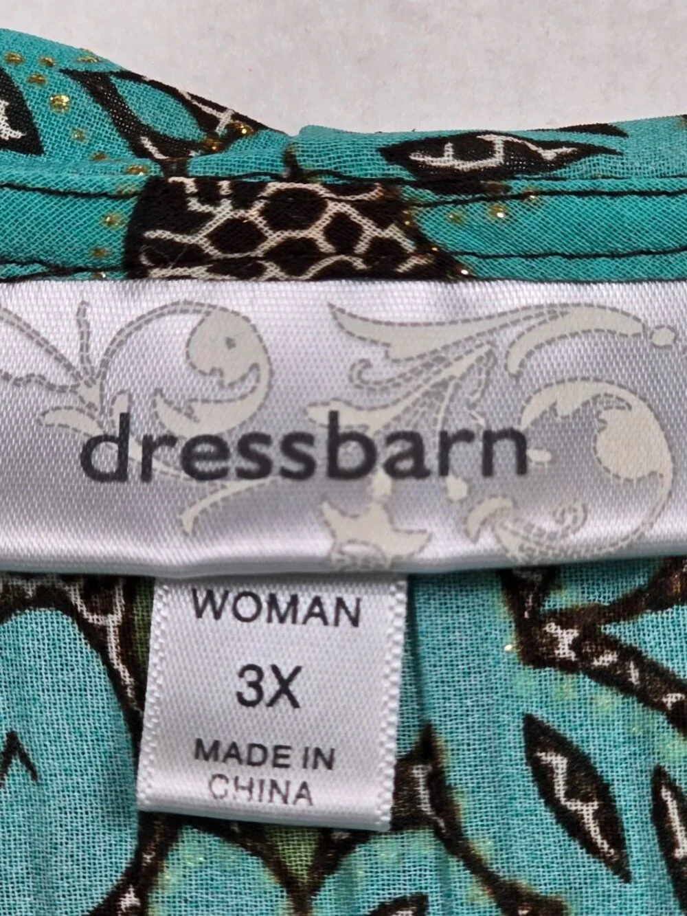 Dressbarn Womens 3X Ruffle Front Blouse Floral Print Lace Hem - Picture 3 of 5